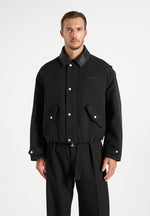 Cameron - Unisex Oversized Tailored Wool-Blend Bomber Jacket - Black