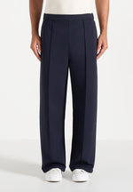 Jerome - Wide Leg Neoprene Trousers - Navy