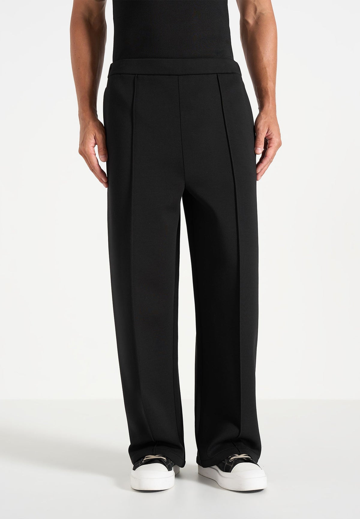 Jerome - Wide Leg Neoprene Trousers - Black