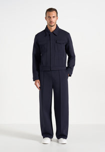 Kairo - Neoprene Trucker Jacket - Navy
