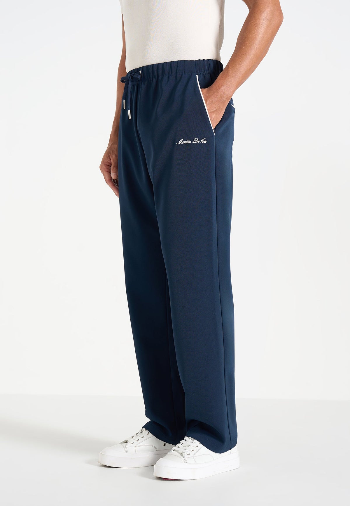Signature Piped Track Pants - Dark Navy