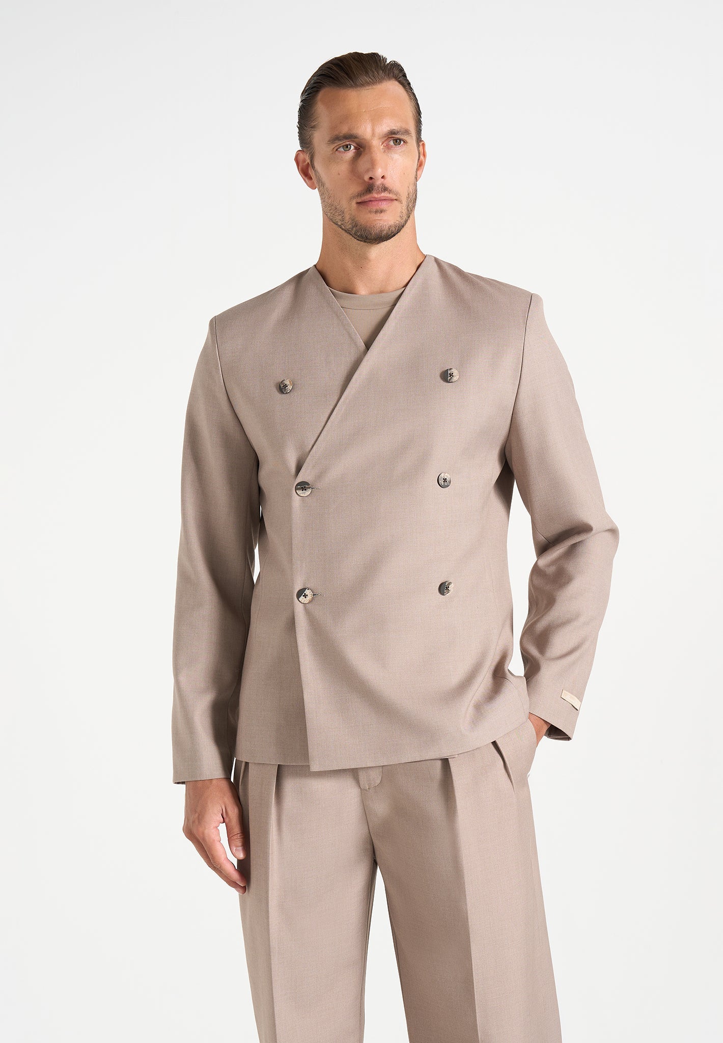Timeo - Tailored Kimono Blazer - Taupe