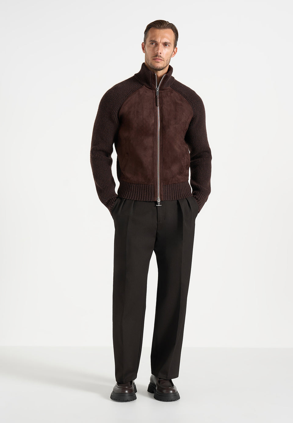 Rami - Suede & Knit Jacket - Brown