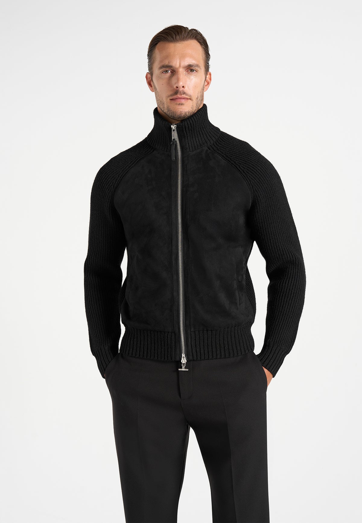 Rami - Suede & Knit Jacket - Black