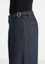 Lior - Box Pleat Wide Leg Denim Jeans - Indigo
