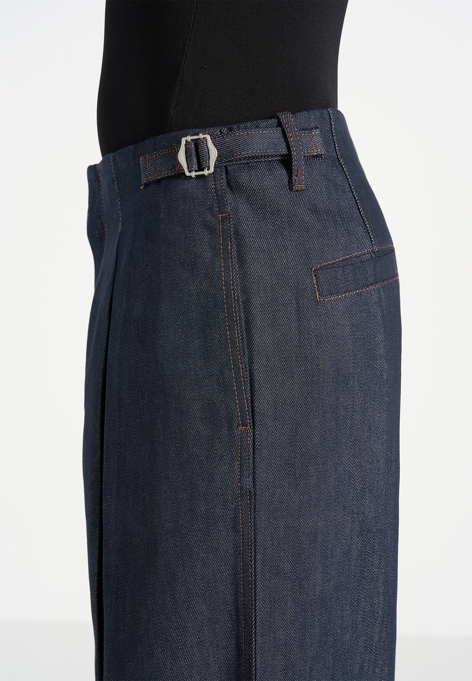Lior - Box Pleat Wide Leg Denim Jeans - Indigo
