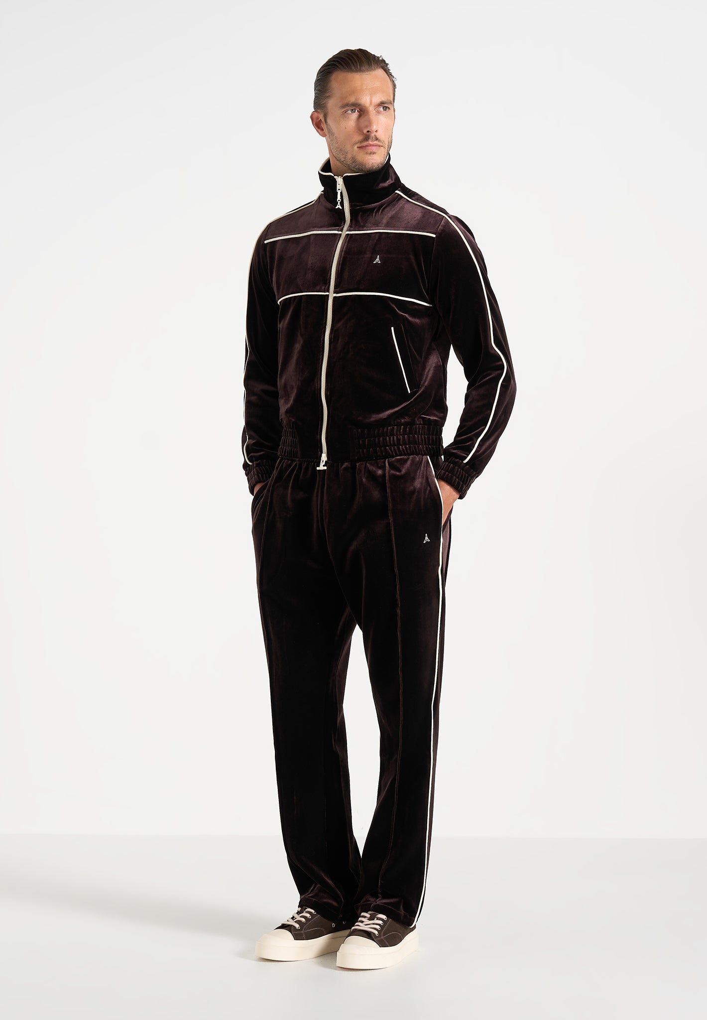 Eiffel Velour Track Pants - Brown