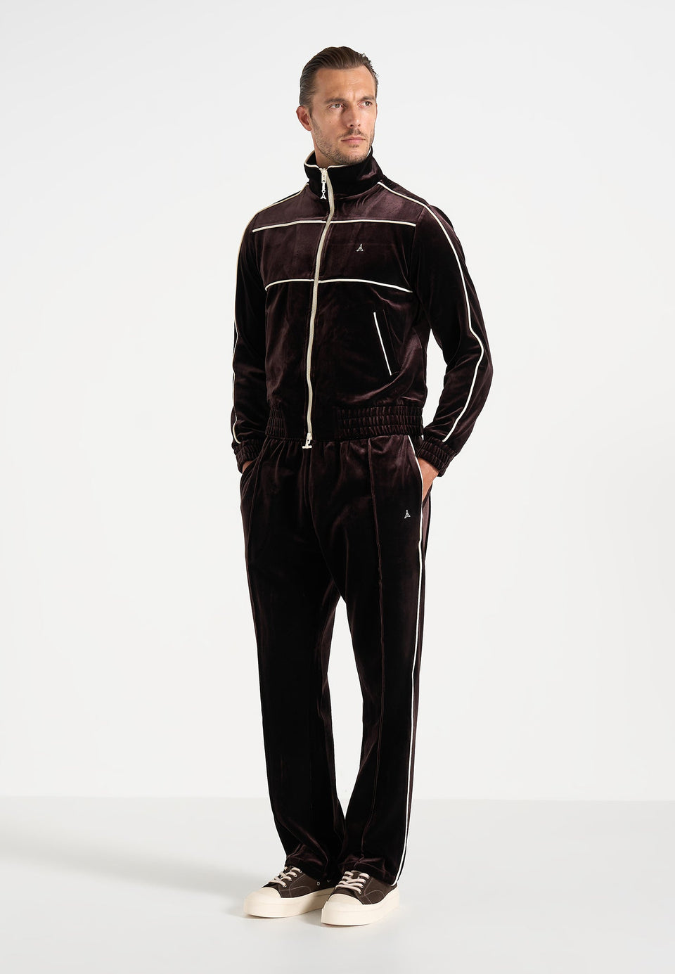 Eiffel Velour Track Pants - Brown