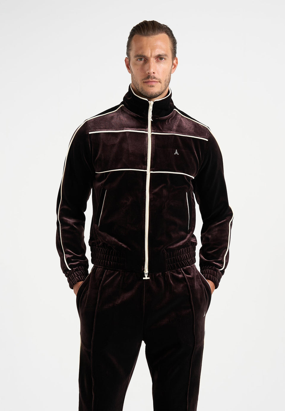 Eiffel Velour Track Jacket - Brown