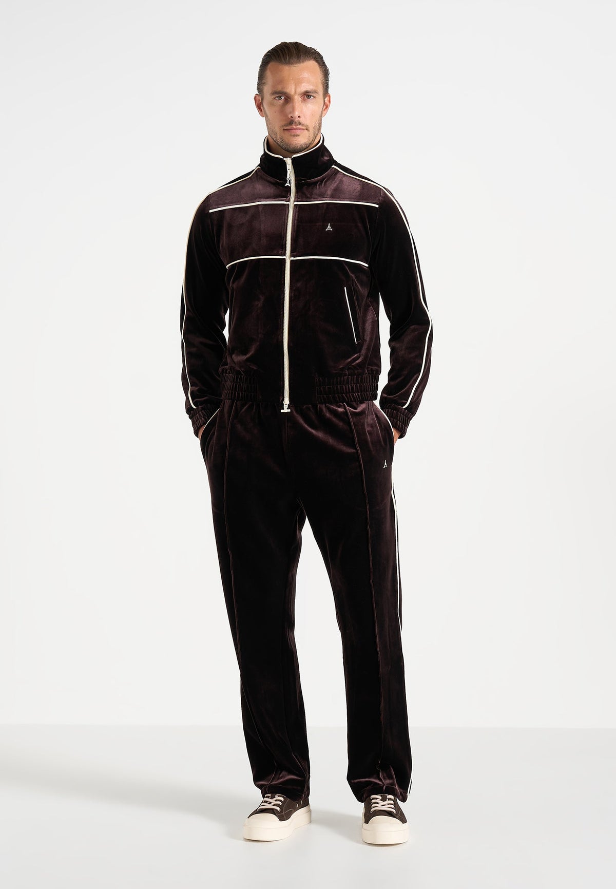Eiffel Velour Track Jacket - Brown