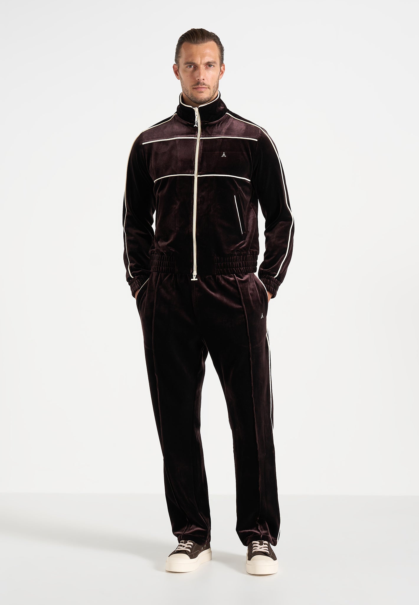 Eiffel Velour Track Jacket - Brown