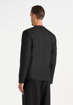 Colin - Collarless Double Breasted Minimal Blazer - Black