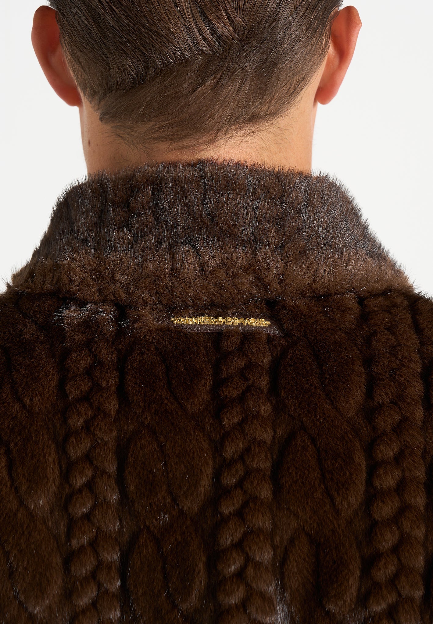 David - Plush Cable Embossed Jacket - Brown