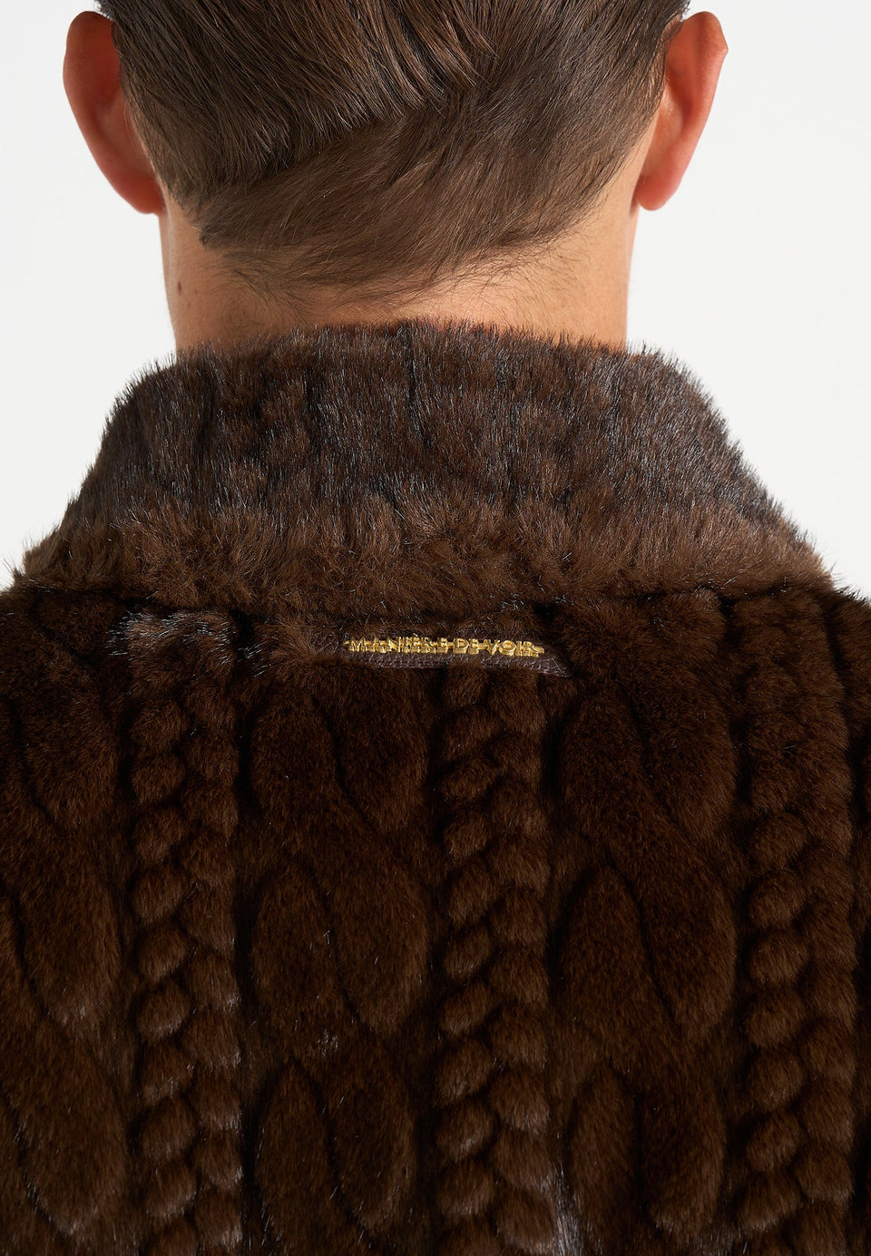 David - Plush Cable Embossed Jacket - Brown