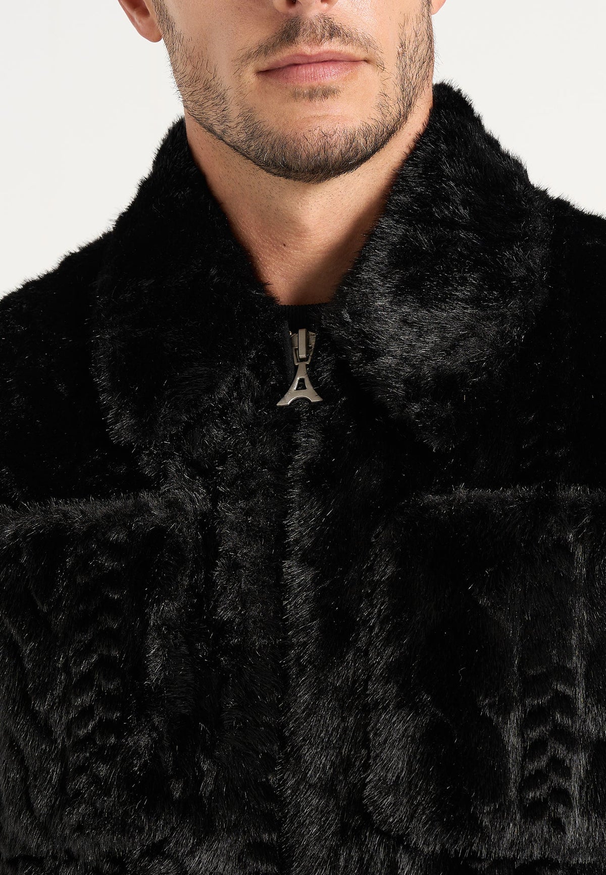 David - Plush Cable Embossed Jacket - Black