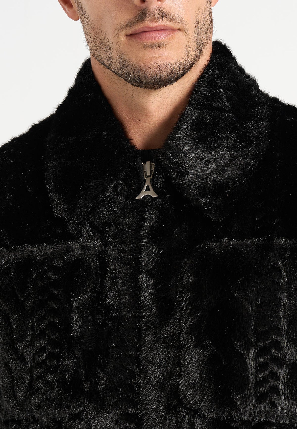 David - Plush Cable Embossed Jacket - Black