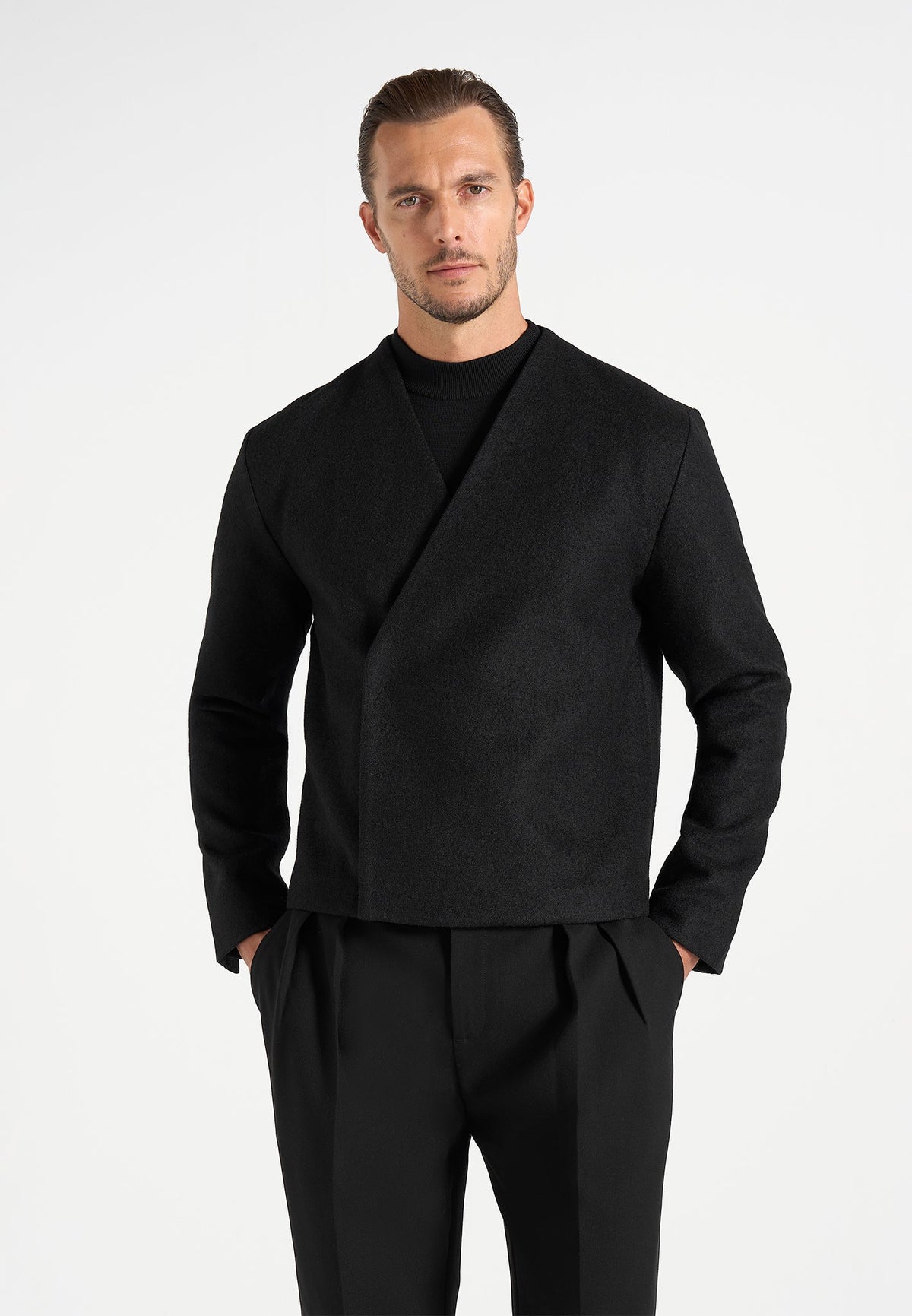 Loris - Kimono Minimal Wool Jacket - Black