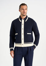 Julien - Classic Combed Cotton Knit Cardigan - Navy