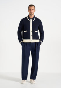 Julien - Classic Combed Cotton Knit Cardigan - Navy