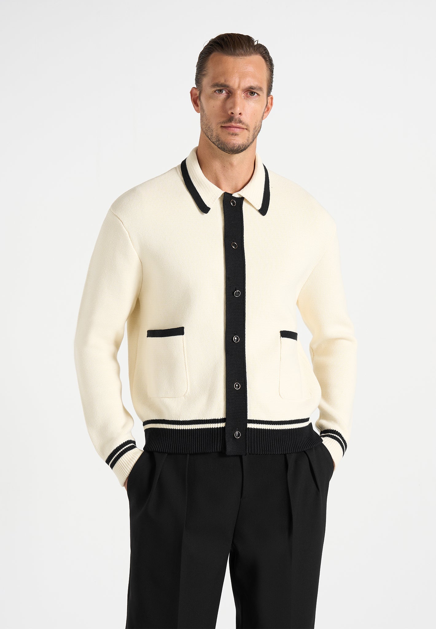 Julien - Classic Combed Cotton Knit Cardigan - Cream