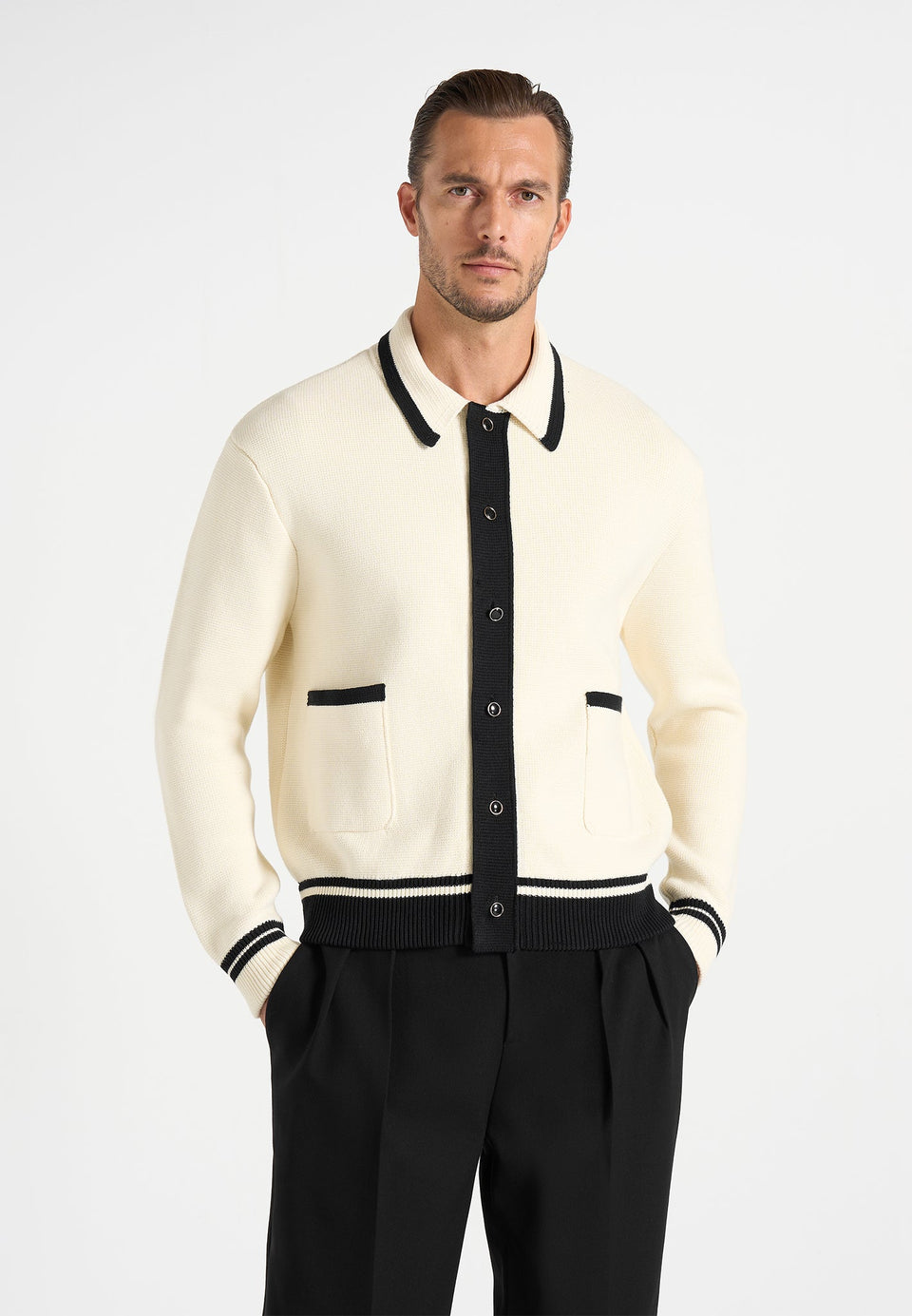 Julien - Classic Combed Cotton Knit Cardigan - Cream