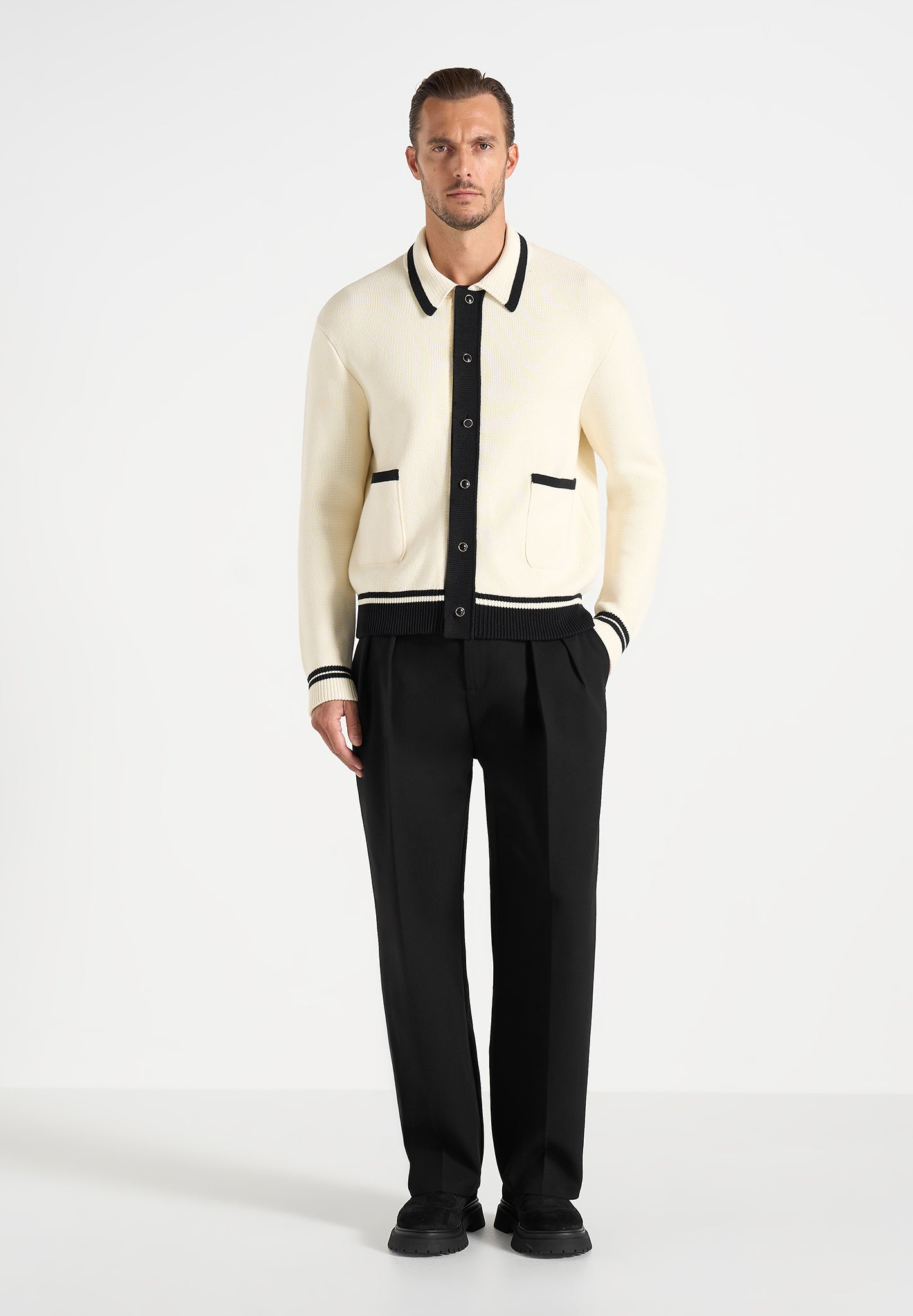 Julien - Classic Combed Cotton Knit Cardigan - Cream