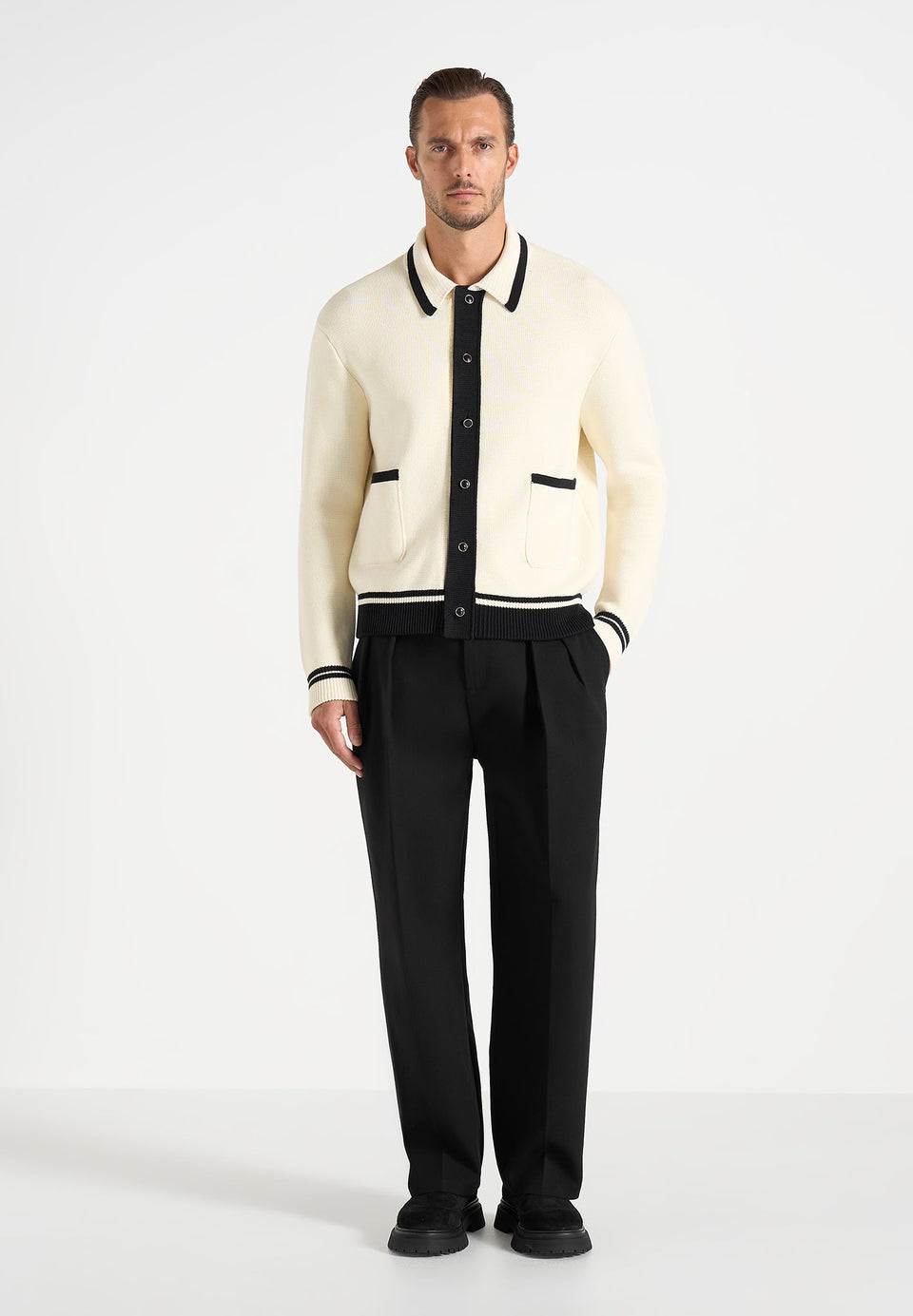 Julien - Classic Combed Cotton Knit Cardigan - Cream