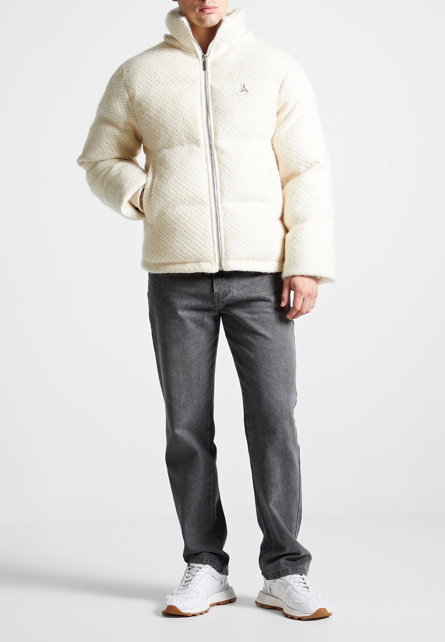 Mens cream deals puffer jacket