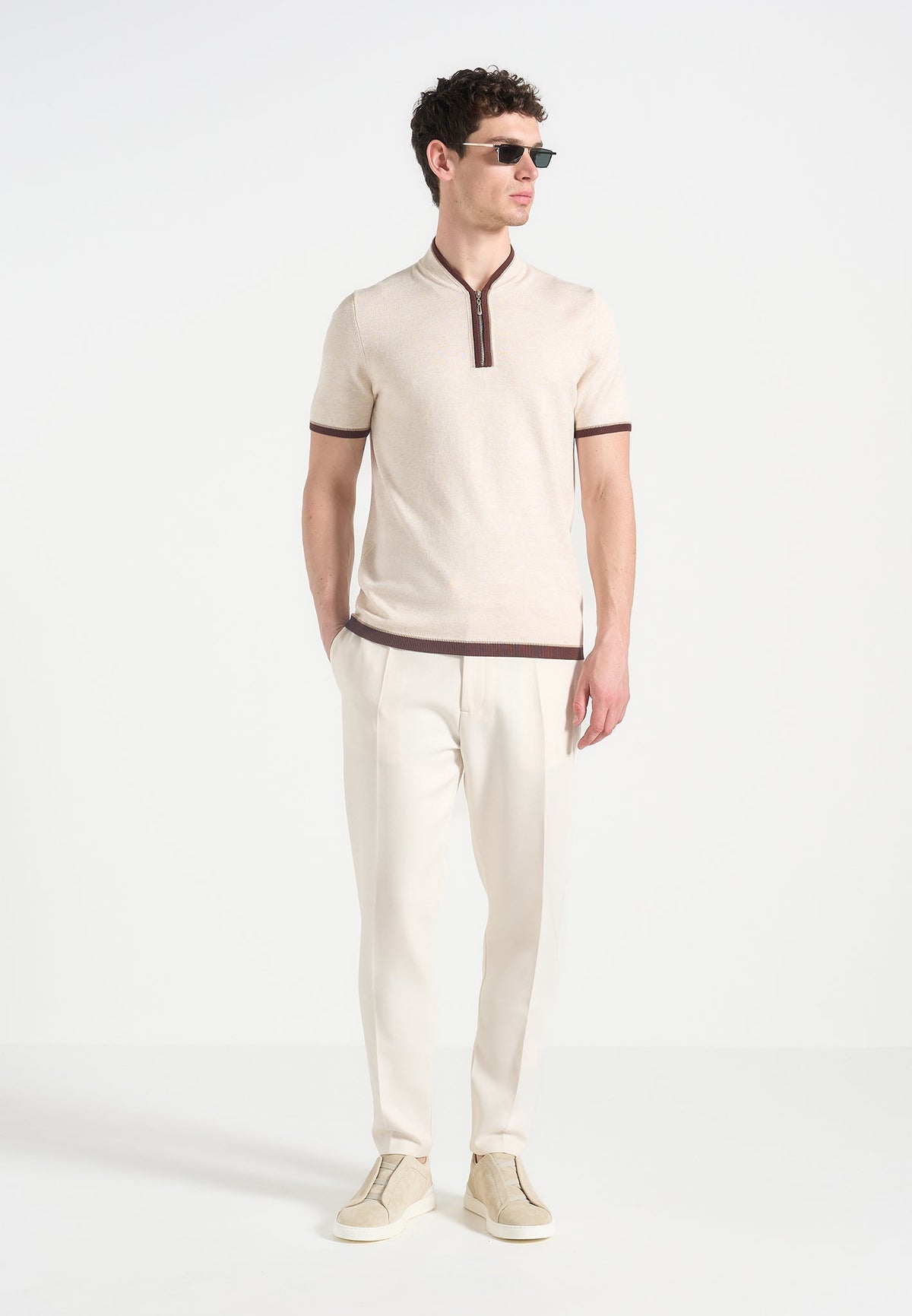 Hubert - Slim Fit Tailored Trousers - Off White