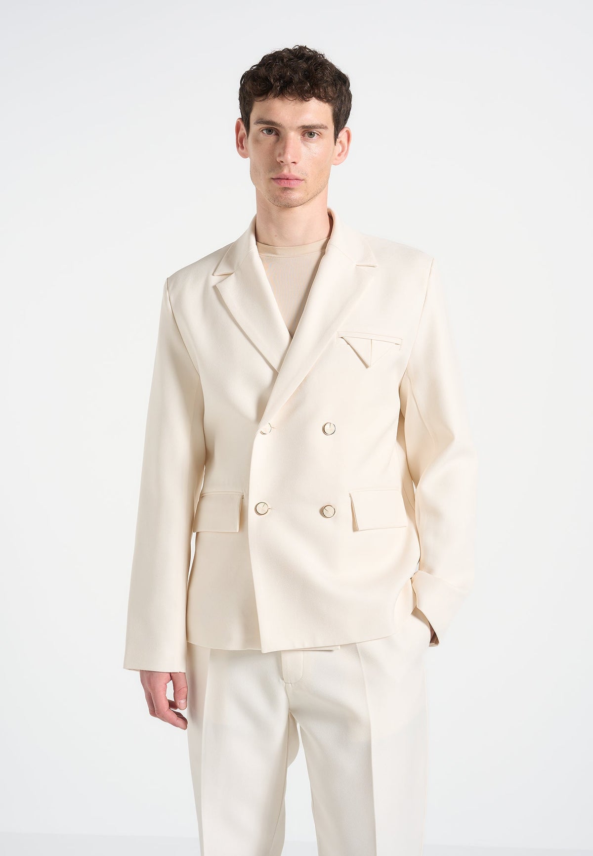 Didier - Double Breasted Tailored Suit Jacket - Off White