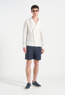 Alban - Satin Double Breasted Shirt - White