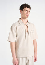 open-collar-textured-drawstring-shirt-cream