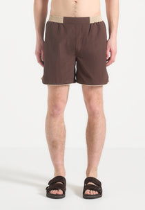 Ferdinand - Swim Shorts with Contrast Waistband - Brown