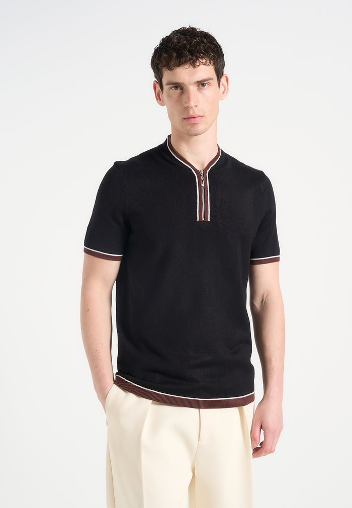 crew-neck-zip-polo-shirt-black