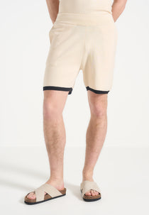 R⁠egis - Contrast Detail Knit Shorts - Cream