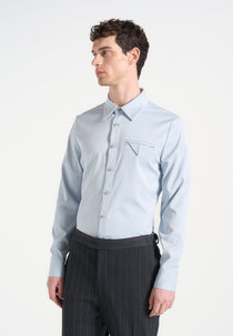 Tom - Slim Fit Tailored Stretch Dress Shirt - Blue