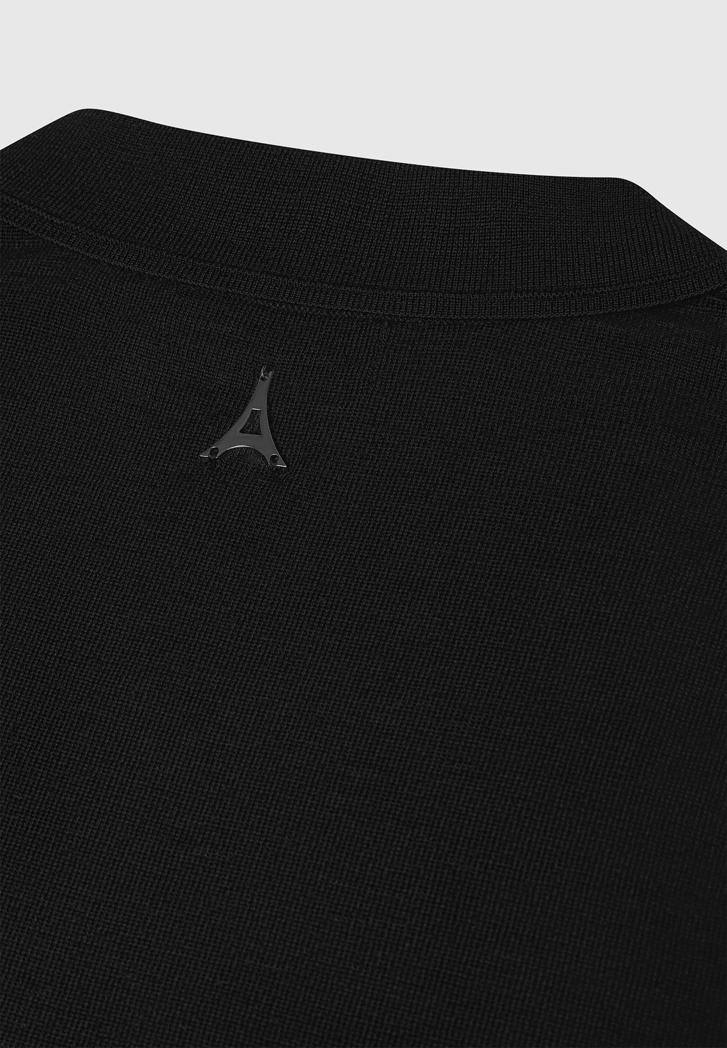 Merino Wool Long Sleeve Revere Polo Shirt - Black | Manière De Voir