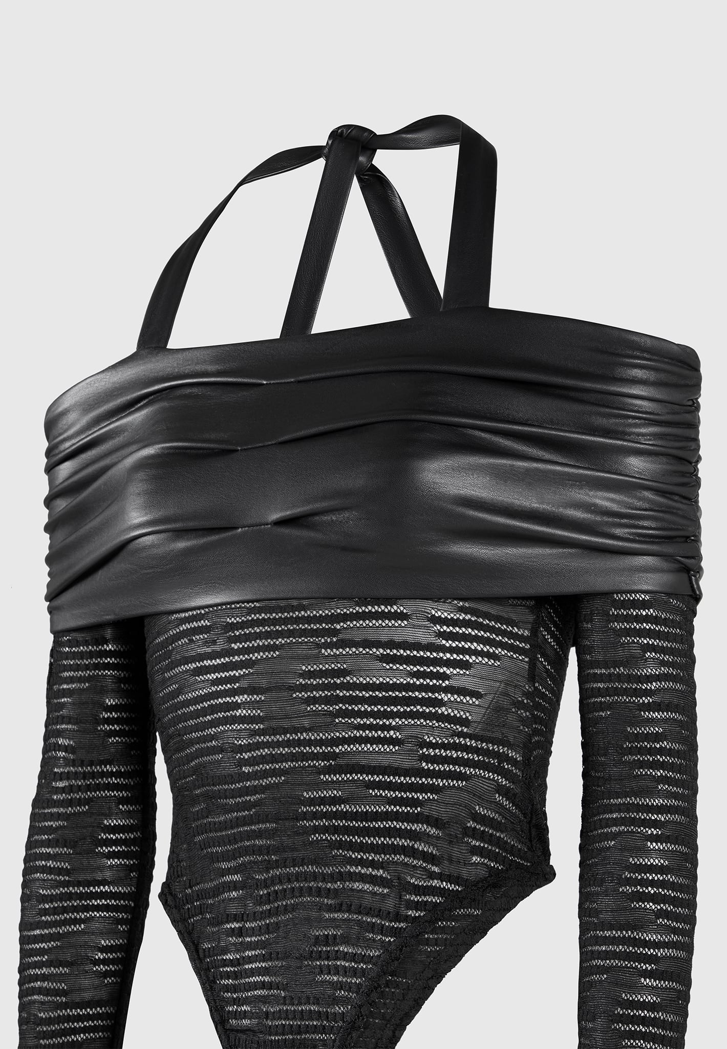 mesh-and-vegan-leather-bardot-bodysuit-black