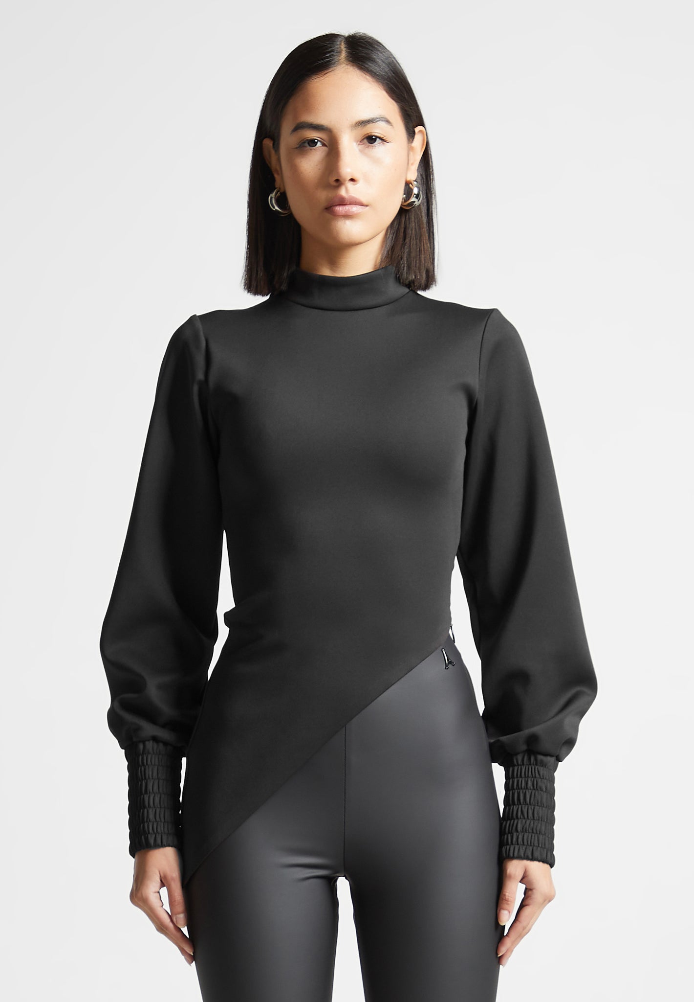 Mock Neck Asymmetric Top - Black | Manière De Voir