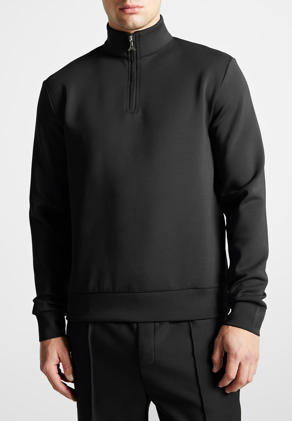 Neoprene High Neck Zip Jumper - Black