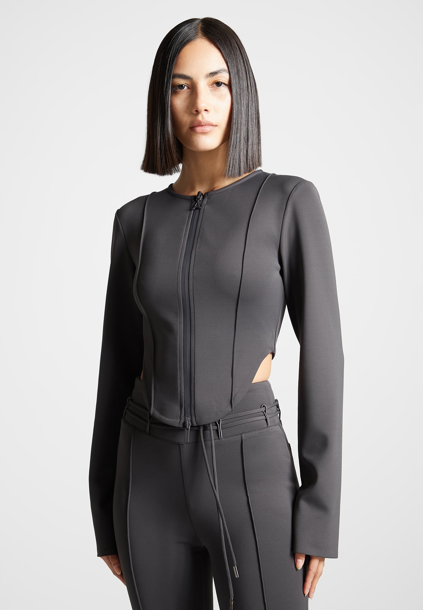 Neoprene Corset Jacket - Charcoal Grey | Manière De Voir