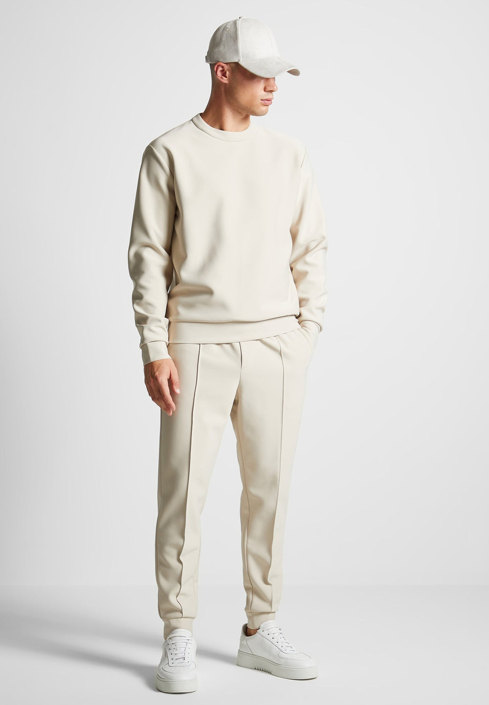 neoprene-regular-fit-crew-neck-jumper-stone