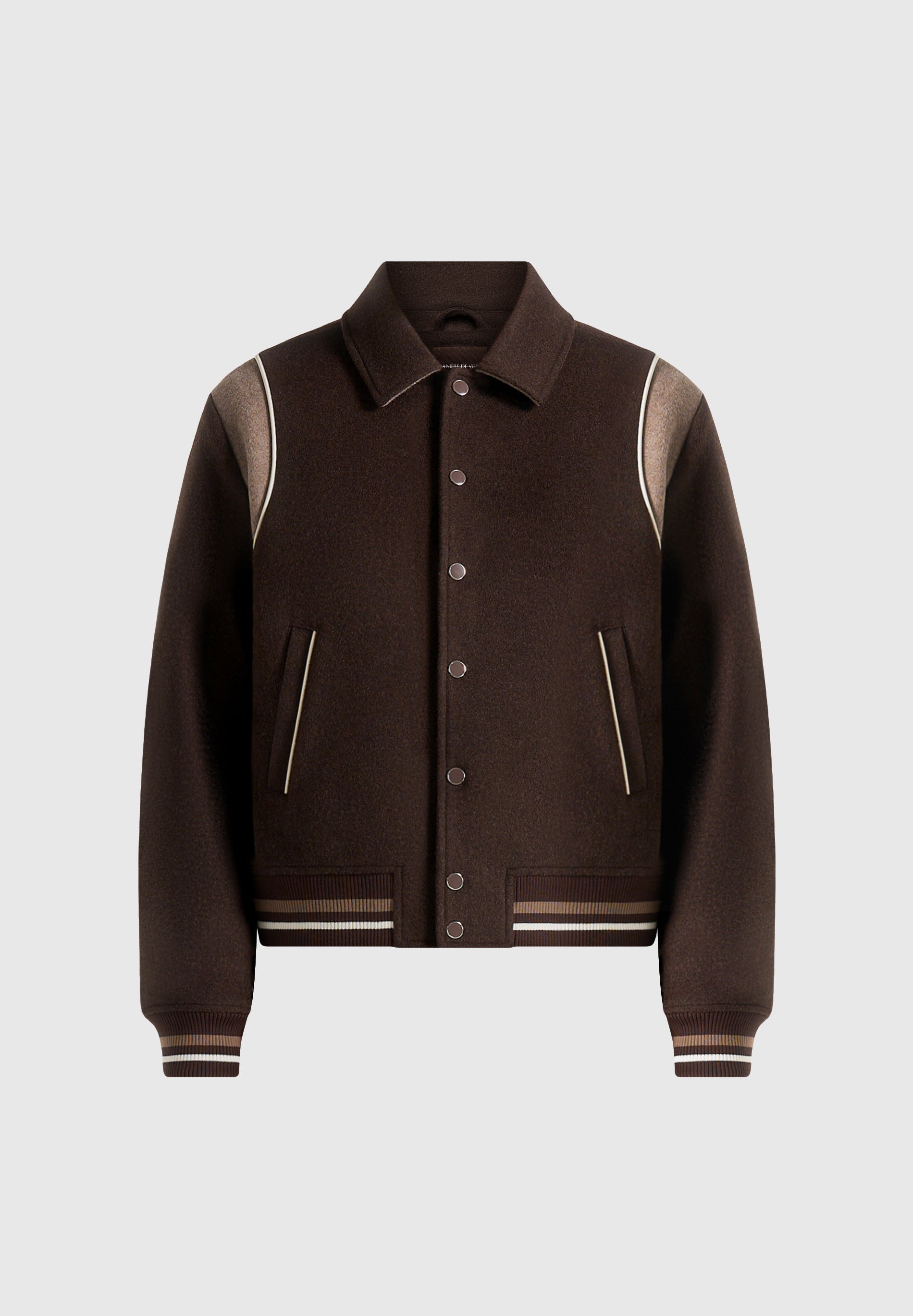 Nico - Contrast Wool Varsity Jacket - Brown