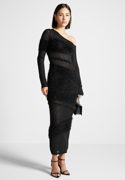 ● ZEROSTREET ● Valen Off-Shoulder Knit Dress / Black VALENTINO GARAVANI Off-the-shoulder layered stretch-knit