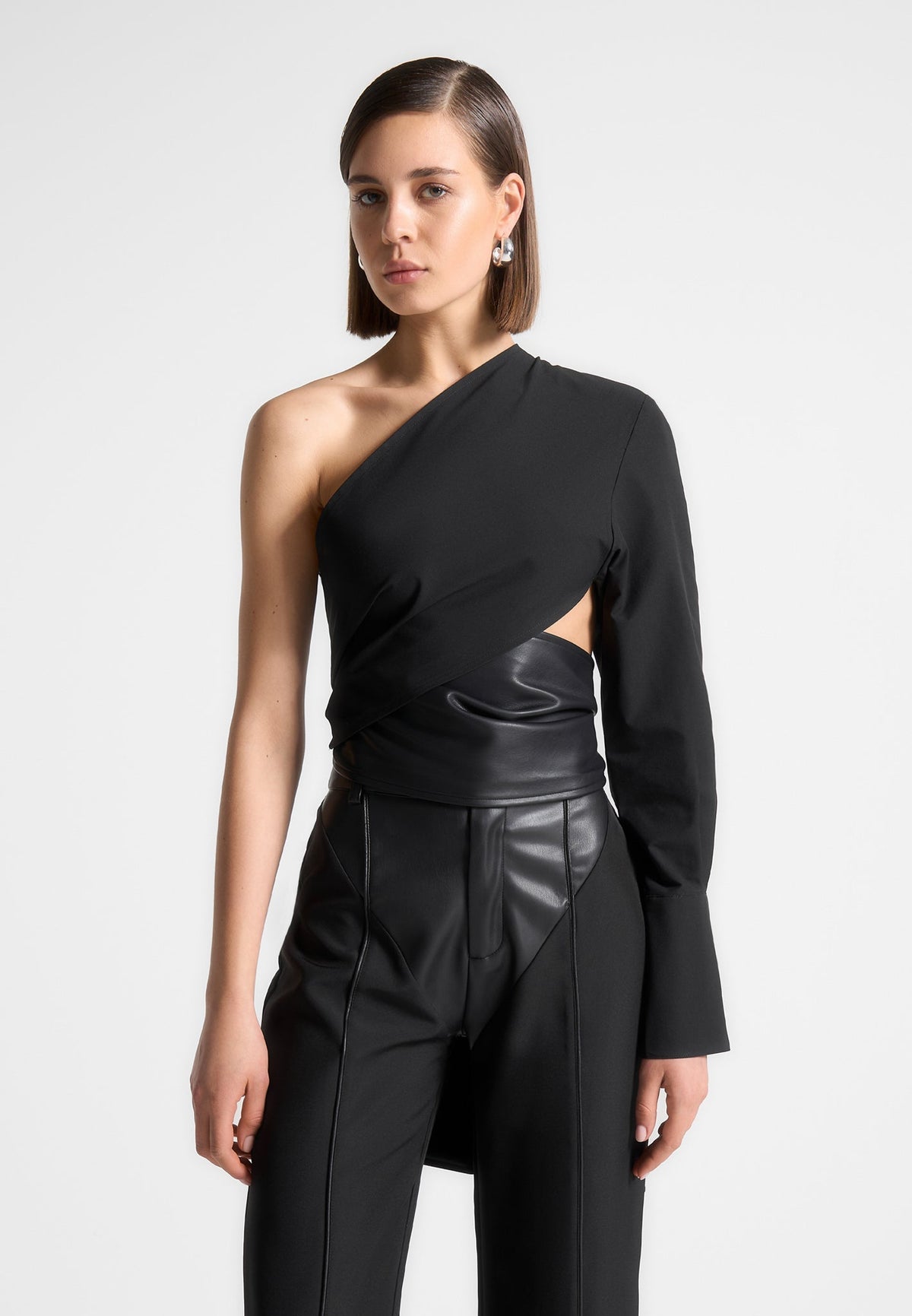 Sawyer Ponte Top with Vegan Leather Sleeves