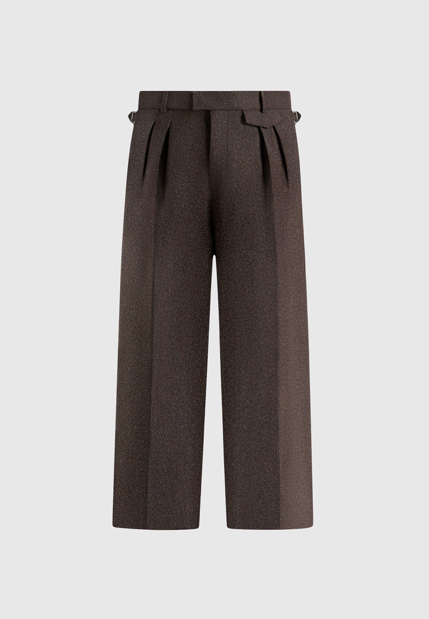 Pierre - Relaxed Fit Melange Pleated Tailored Trousers - Brown