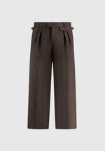 Pierre - Relaxed Fit Melange Pleated Tailored Trousers - Brown