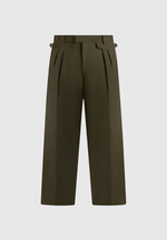 Pierre - Relaxed Fit Pleated Tailored Trousers - Olive