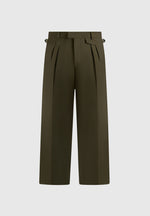 Pierre - Relaxed Fit Pleated Tailored Trousers - Olive