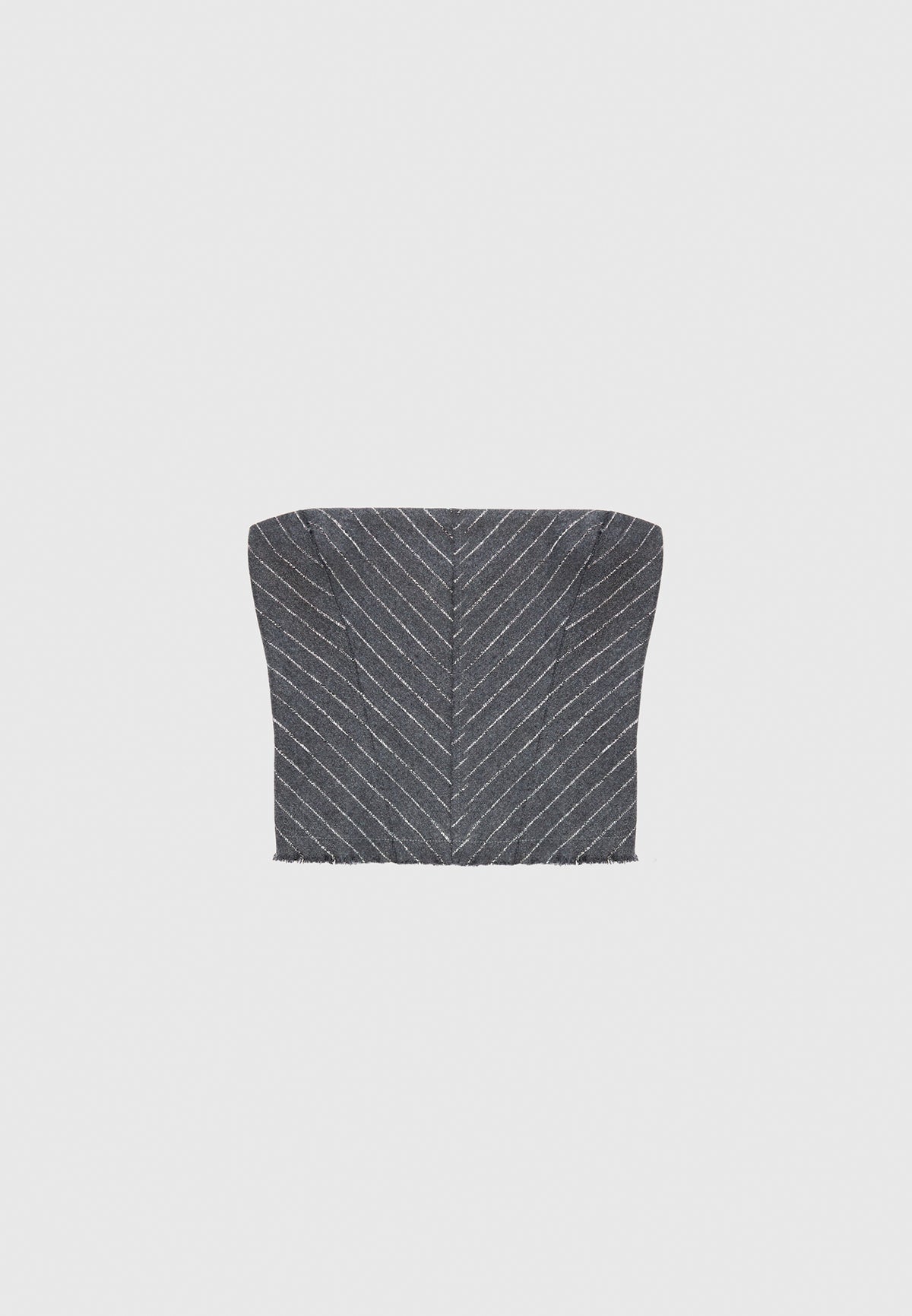 Pinstripe Bandeau Corset Top - Grey